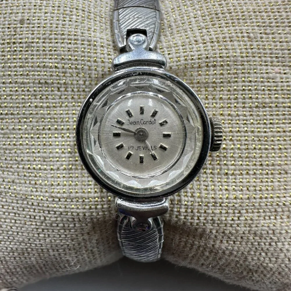 Vintage Jean Cardot Watch Women Manual Wind Dainty Round Dial 6 Inch